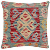 handmade Traditional Pillow Red Blue Hand-Woven SQUARE 100% WOOL Hand woven turkish pillow2' x 2'